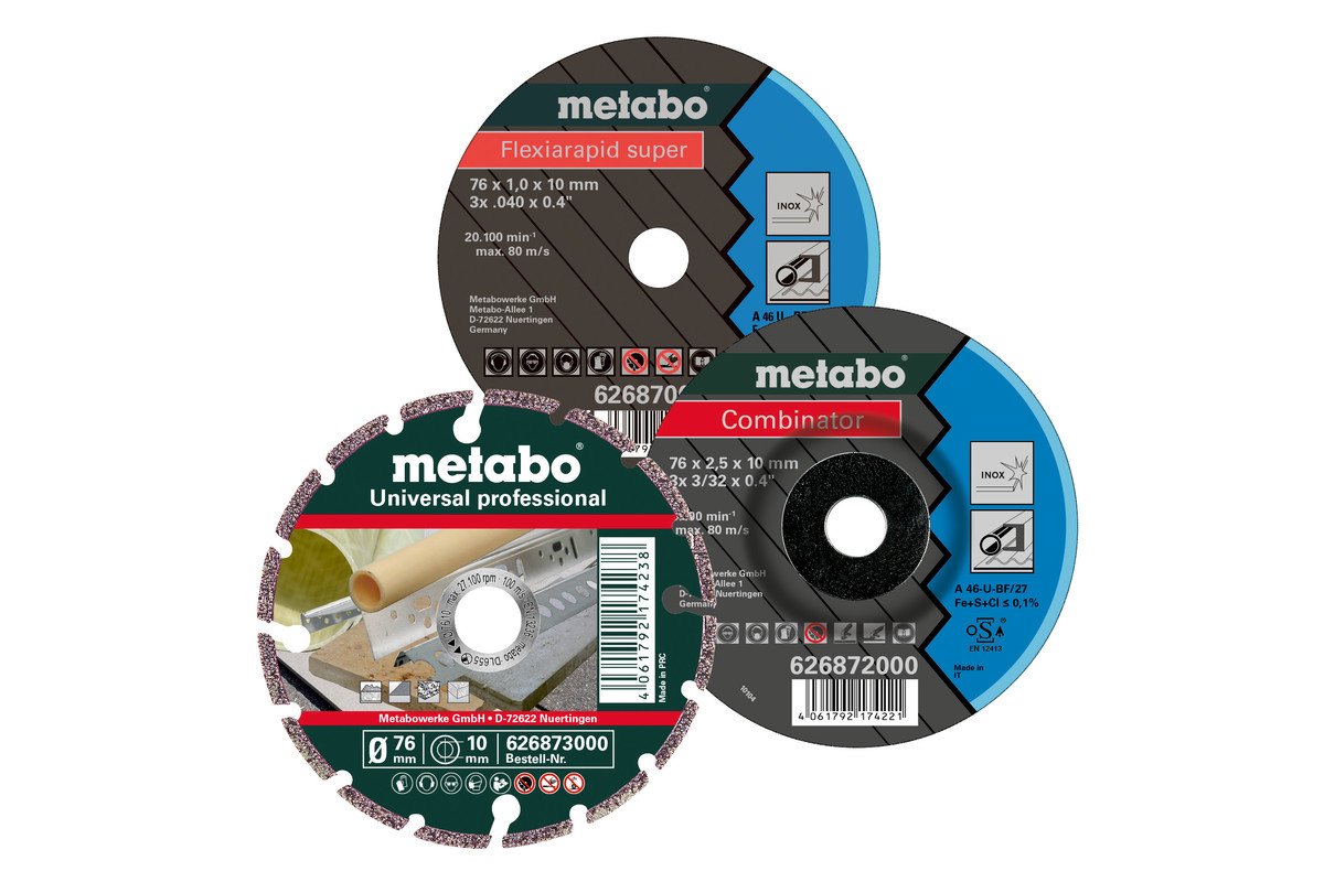 Комплект отрезных и обдирочных дисков Metabo диаметром 76 мм (626879000) — Grandline