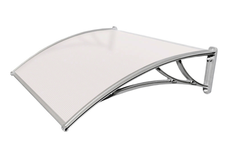 Козырьки Krovent из поликарбоната 1200х930х280 молочный с серебр. кронштейнами — Grandline