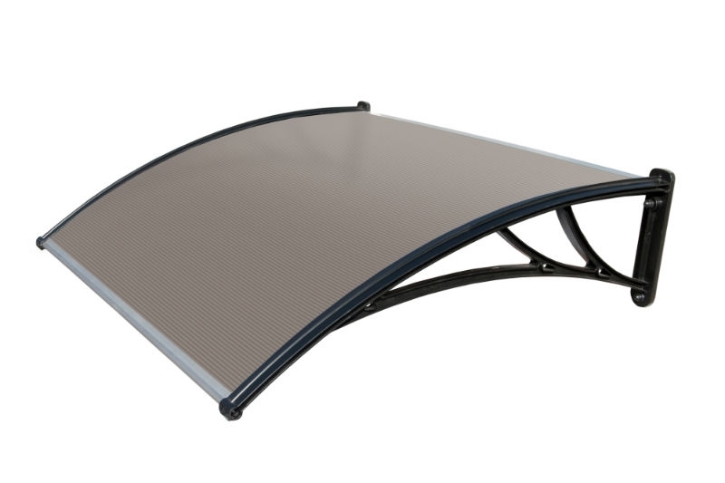 Козырьки Krovent из поликарбоната 1500х930х280 бронзовый (черный кроншт) — Grandline