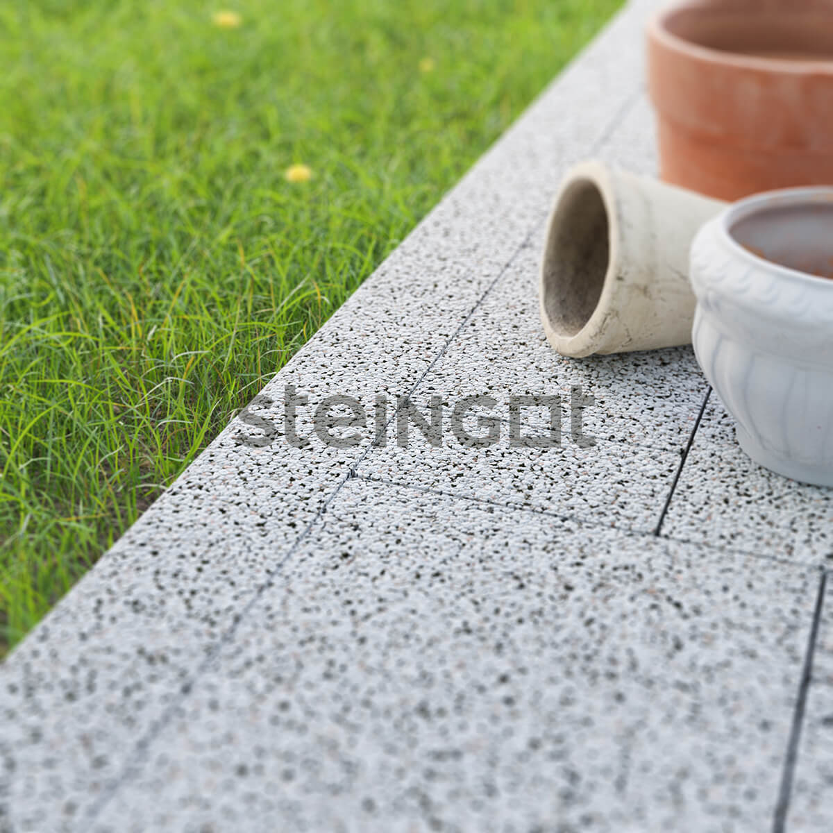 Бордюр садовый Steingot Granit Premium 1000х200х80мм Bianco Nero частичный прокрас — Grandline