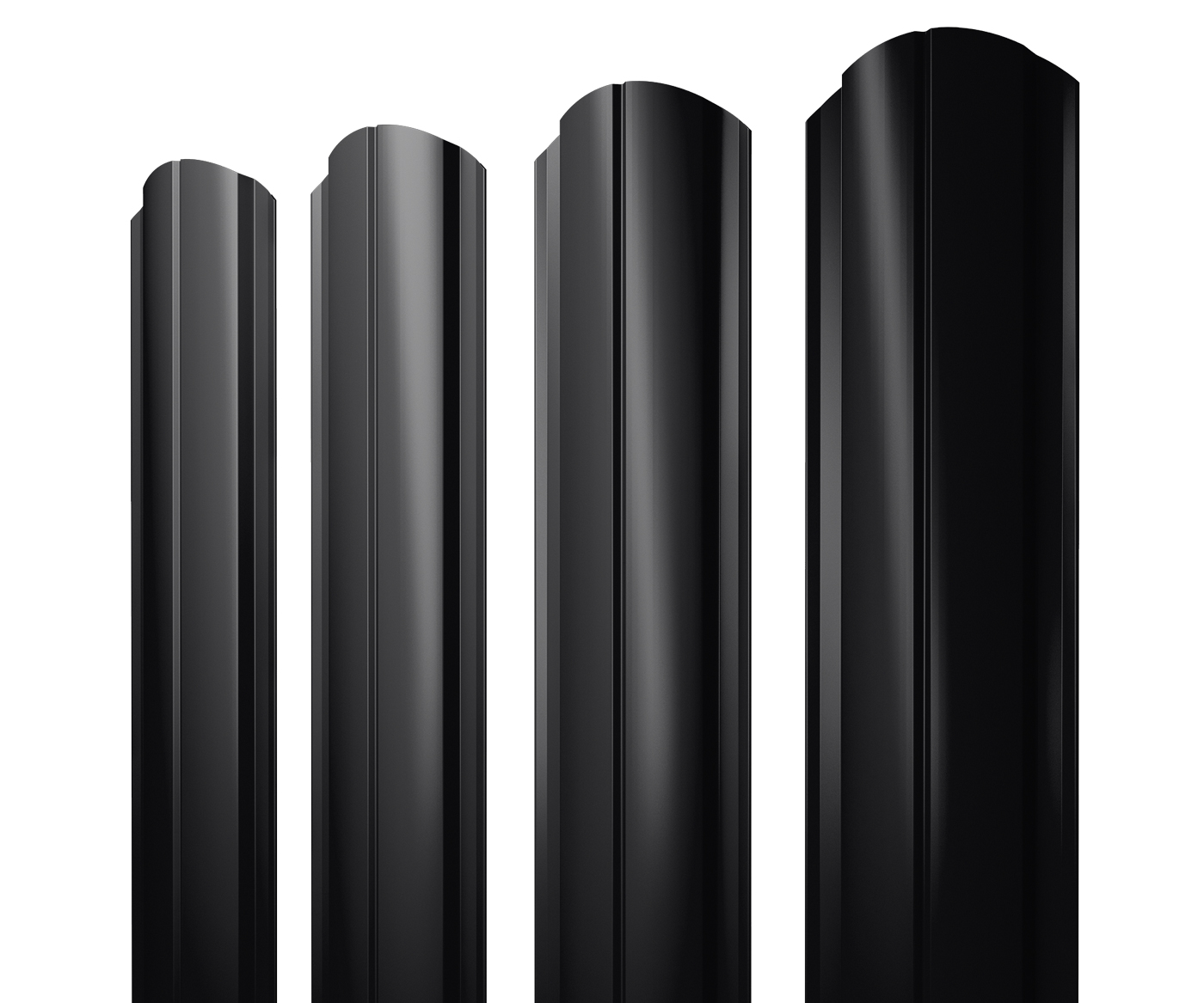 Штакетник Полукруглый Slim фигурный 0,5 Rooftop Бархат RAL 9005 черный — Grandline