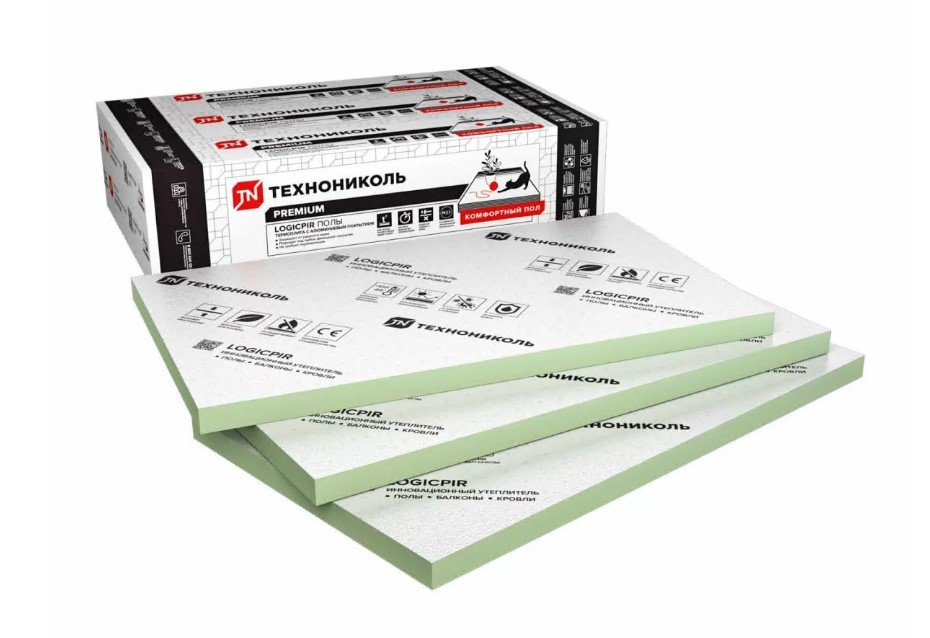 Плита теплоизоляционная LOGICPIR Полы ФЛ/ФЛ 1200х600х20 (8,640 м2) — Grandline