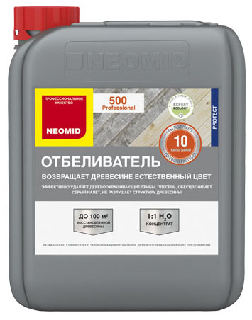 Отбеливатель NEOMID 500 для древесины, 5 кг, 1:1 (канистра) — Grandline