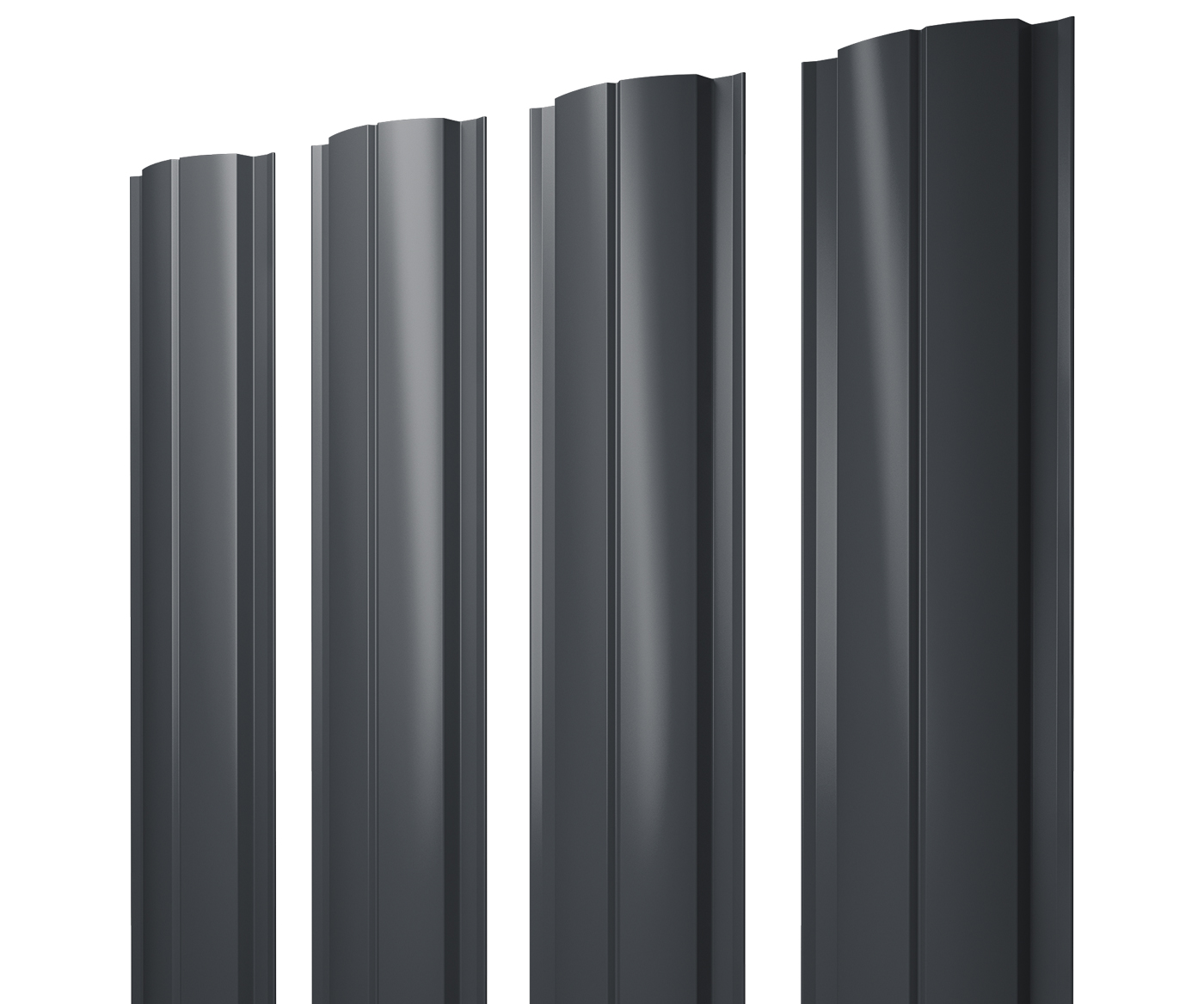 Штакетник Полукруглый Slim с прямым резом 0,45 PE-Double RAL 7024 мокрый асфальт — Grandline