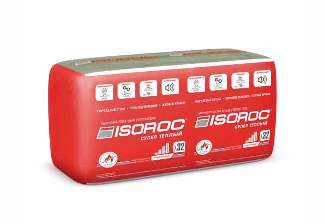 Утеплитель ISOROC Супер Теплый 100х610x1000 ((0,305м3; 3,05м2) — Grandline