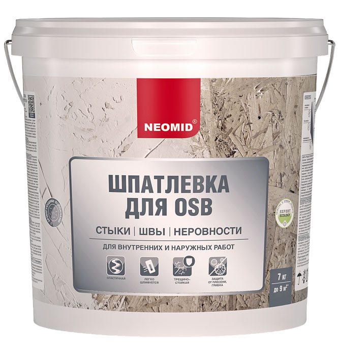 Шпатлевка NEOMID для плит OSB, 7 кг, готовый (пластиковое ведро) — Grandline