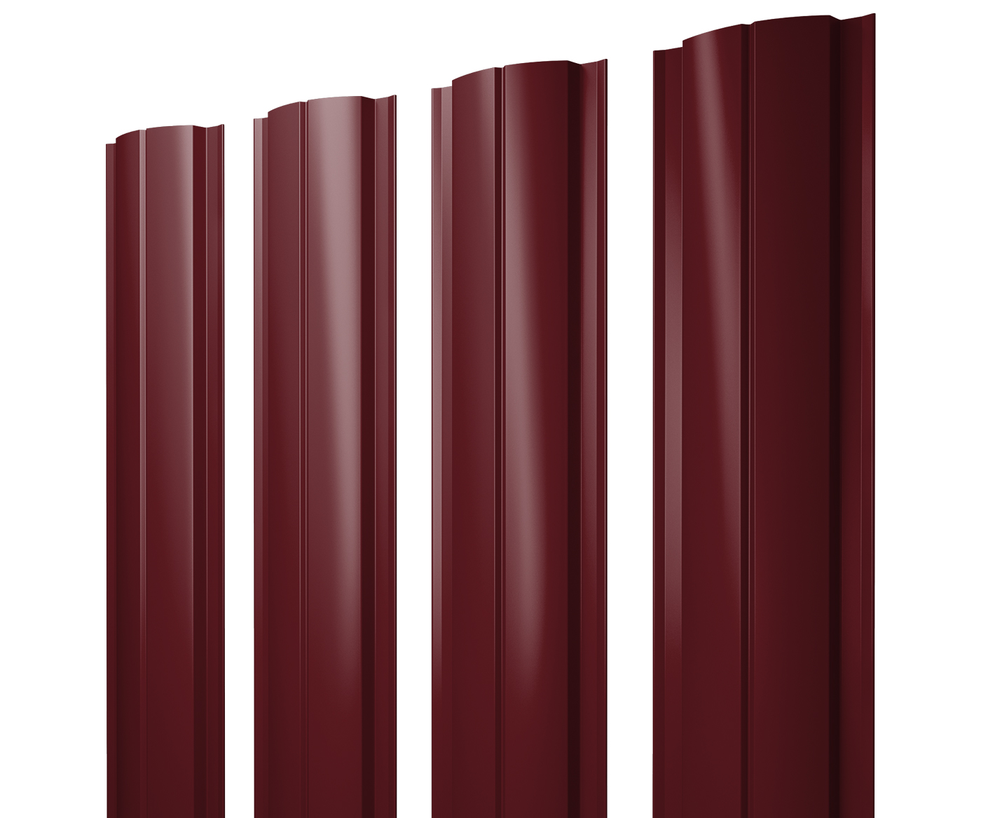 Штакетник Полукруглый Slim с прямым резом 0,45 PE RAL 3005 красное вино — Grandline