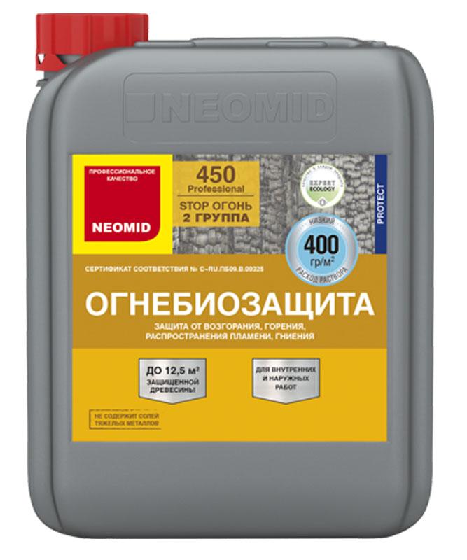 Огнебиозащита NEOMID 450 - 2 (2 группа) 10 кг, готовый, тоннированный (канистра) — Grandline