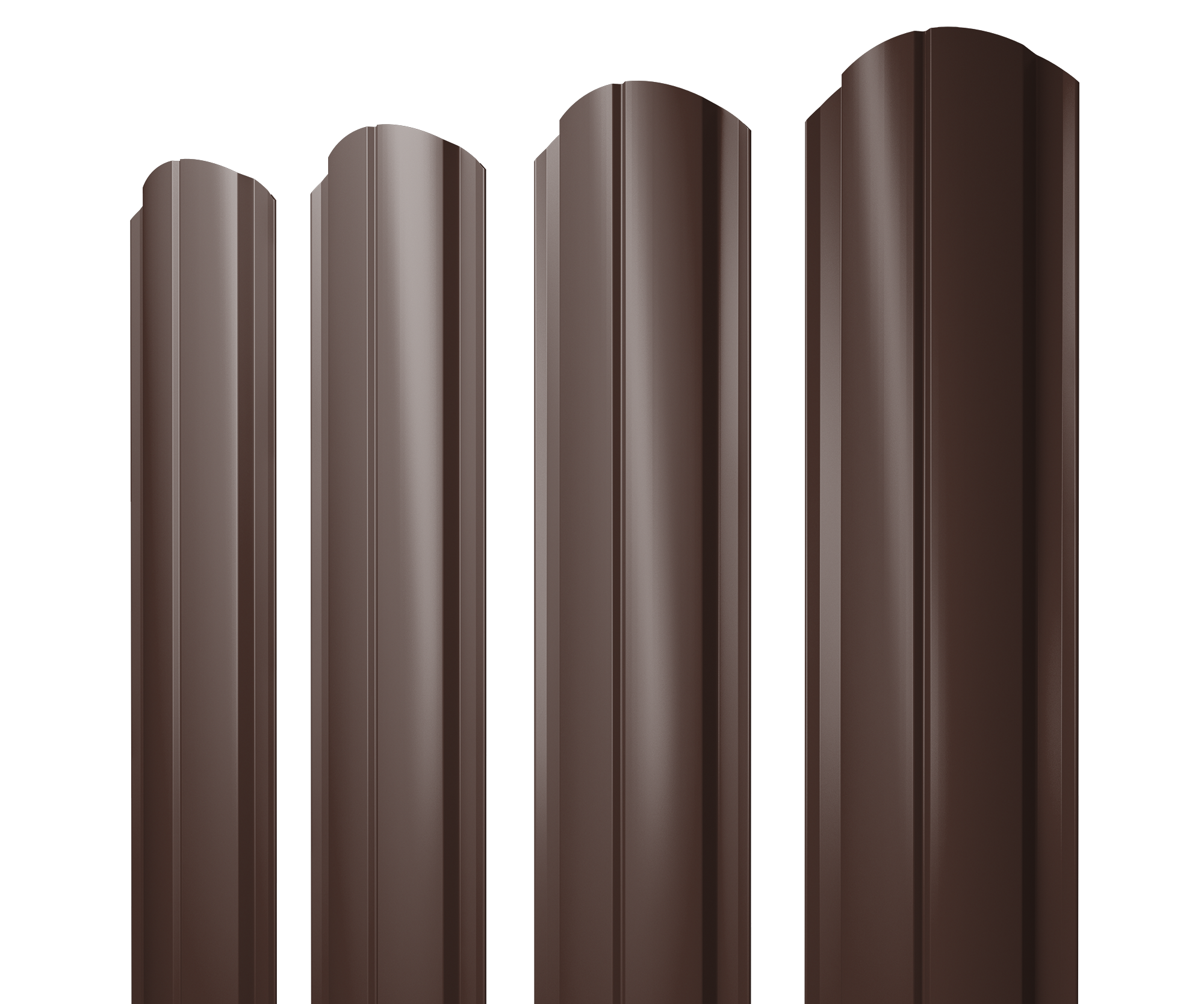 Штакетник Полукруглый Slim фигурный 0,45 PE-Double RAL 8017 шоколад — Grandline