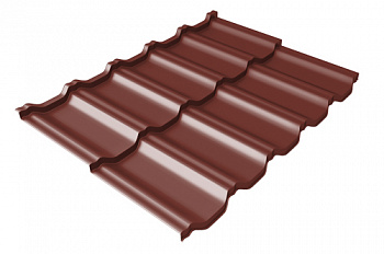 Металлочерепица модульная квинта Uno Grand Line c 3D резом 0,5 Satin RAL 3009 оксидно-красный — Grandline
