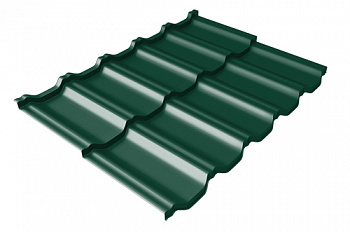 Металлочерепица модульная квинта Uno Grand Line c 3D резом 0,5 Satin Matt RAL 6005 зеленый мох — Grandline