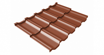 Металлочерепица модульная квинта Uno Grand Line c 3D резом 0,5 Satin Matt RAL 8004 терракота — Grandline