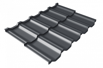 Металлочерепица модульная квинта Uno Grand Line c 3D резом 0,5 Satin RAL 7024 мокрый асфальт — Grandline