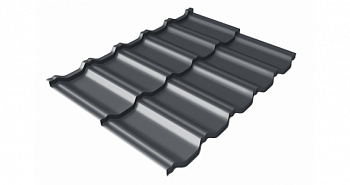 Металлочерепица модульная квинта Uno Grand Line c 3D резом 0,5 Satin Matt RAL 7024 мокрый асфальт — Grandline