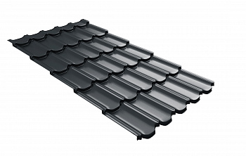 Металлочерепица квинта плюс Grand Line c 3D резом 0,5 Satin Matt RAL 7016 антрацитово-серый — Grandline