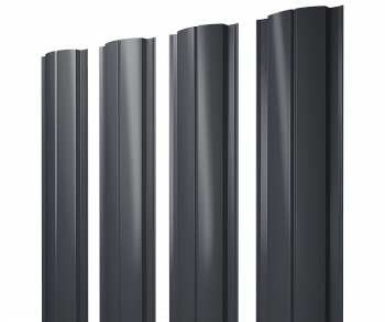 Штакетник Полукруглый Slim с прямым резом 0,4 PE RAL 7024 мокрый асфальт — Grandline