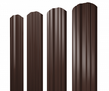 Штакетник Twin фигурный 0,5 Drap TX RAL 8017 шоколад — Grandline