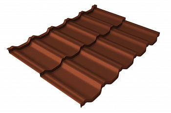Металлочерепица модульная квинта Uno Grand Line c 3D резом 0,5 Satin Matt TX RAL 8004 терракота — Grandline