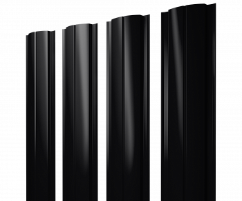 Штакетник Полукруглый Slim с прямым резом 0,5 PurPro Matt 275 RAL 9005 черный — Grandline