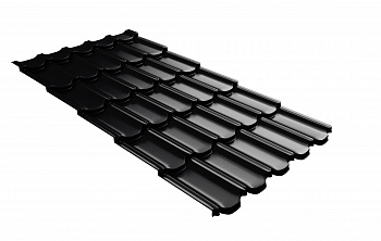 Металлочерепица квинта плюс Grand Line c 3D резом 0,5 Quarzit lite RAL 9005 черный — Grandline