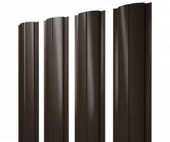 Штакетник Полукруглый Slim с прямым резом 0,5 Atlas X RR 32 темно-коричневый — Grandline